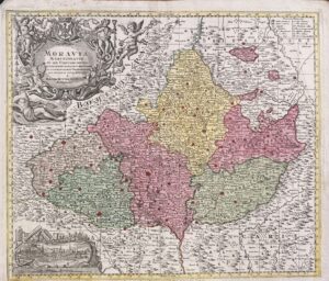 Moravia, Morava, kolorovaný mědiryt 1740