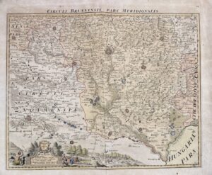 Brněnský kraj jih, Circuli Brunnenis pars Meridionalis, kolorovaný mědiryt 1720